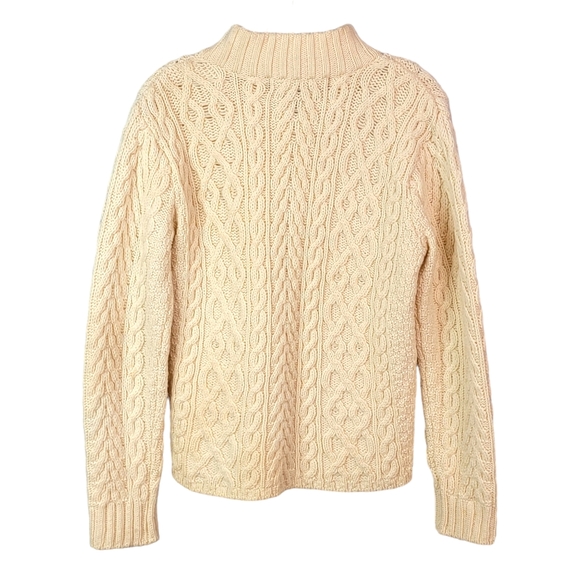 Inis Crafts 100% Merino Wool Made in Ireland Cable Knit Zip Up Heavy Sweater M - Picture 8 of 14